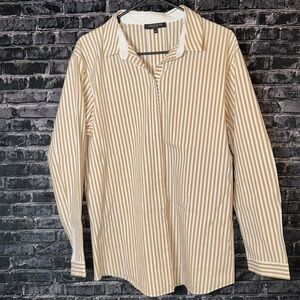 Lafayette 148 New York Tan/White Stripe Blouse